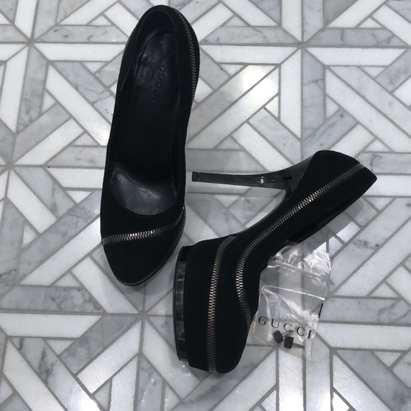 Gucci Zip Detailed Suede Platform Pumps US size 5.5 - Picture 4 of 7